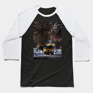 Parked School Bus in Winter Baseball T-Shirt